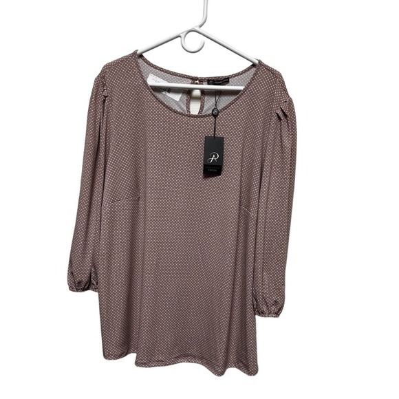 NWT $69 Adrianna Papell Size 2X Plus Top Stretch Dusty‎ Rose Blouse Shirt DIM-C - Picture 1 of 9